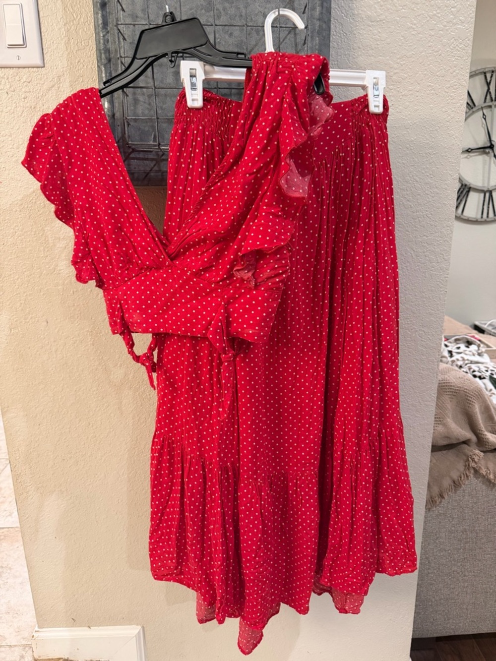 Free People Red Polka Dot Maxi Skirt/Shirt SET - Women - Picture 4 of 6